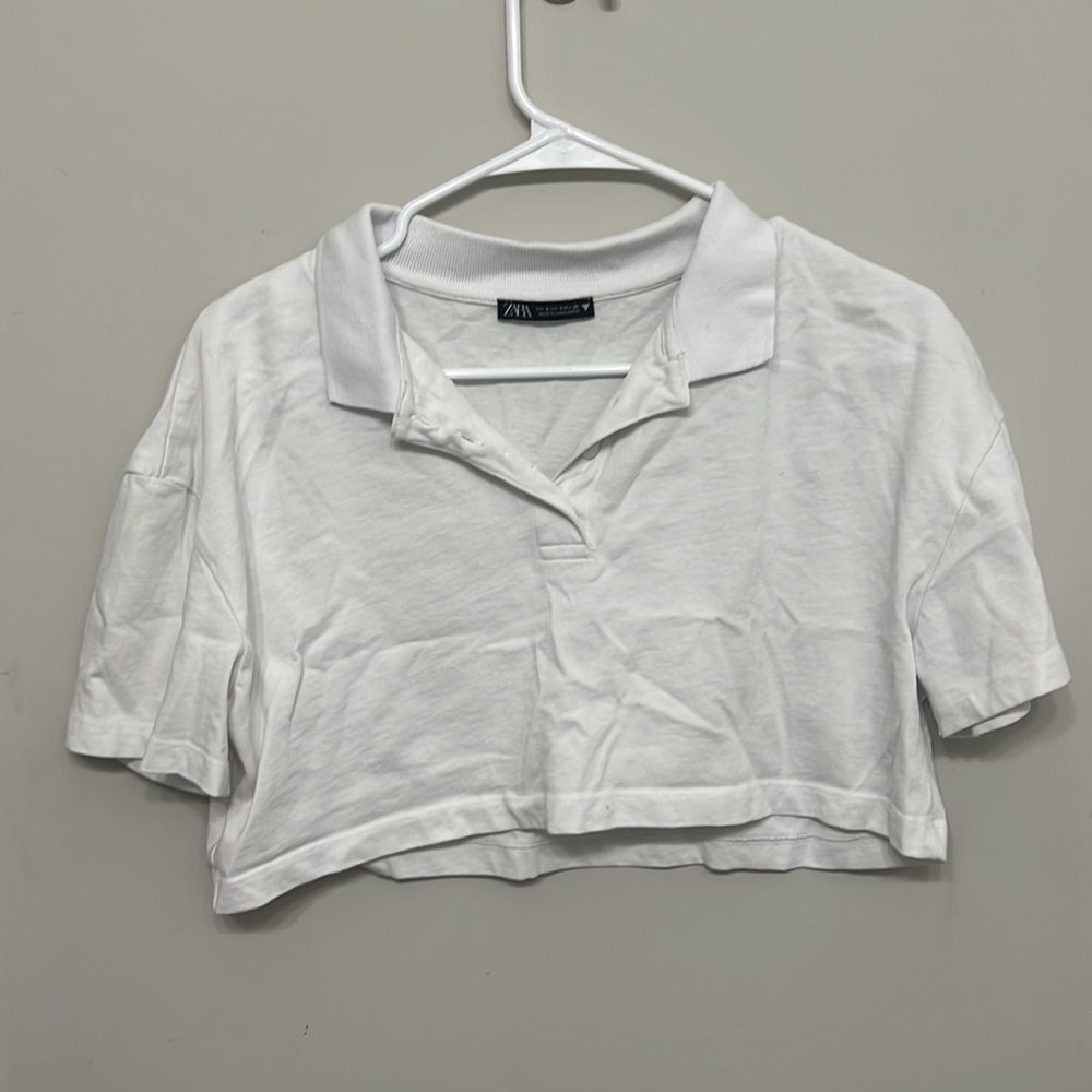 zara cropped collared shirt